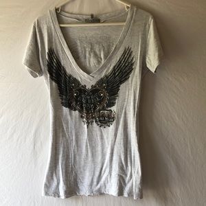 Ladies deep vee neck T-shirt